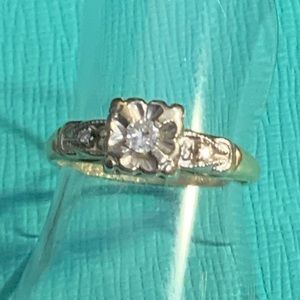 Vintage 14k Yellow Gold Diamond Ring Wedding Engagement